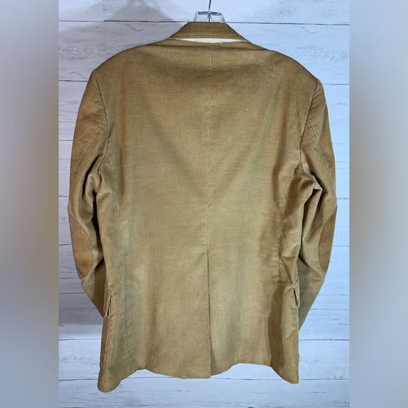 Elderado Mens Vintage Two Buttons Corduroy Blazer Jacket Tan Beige 42 - Picture 4 of 10
